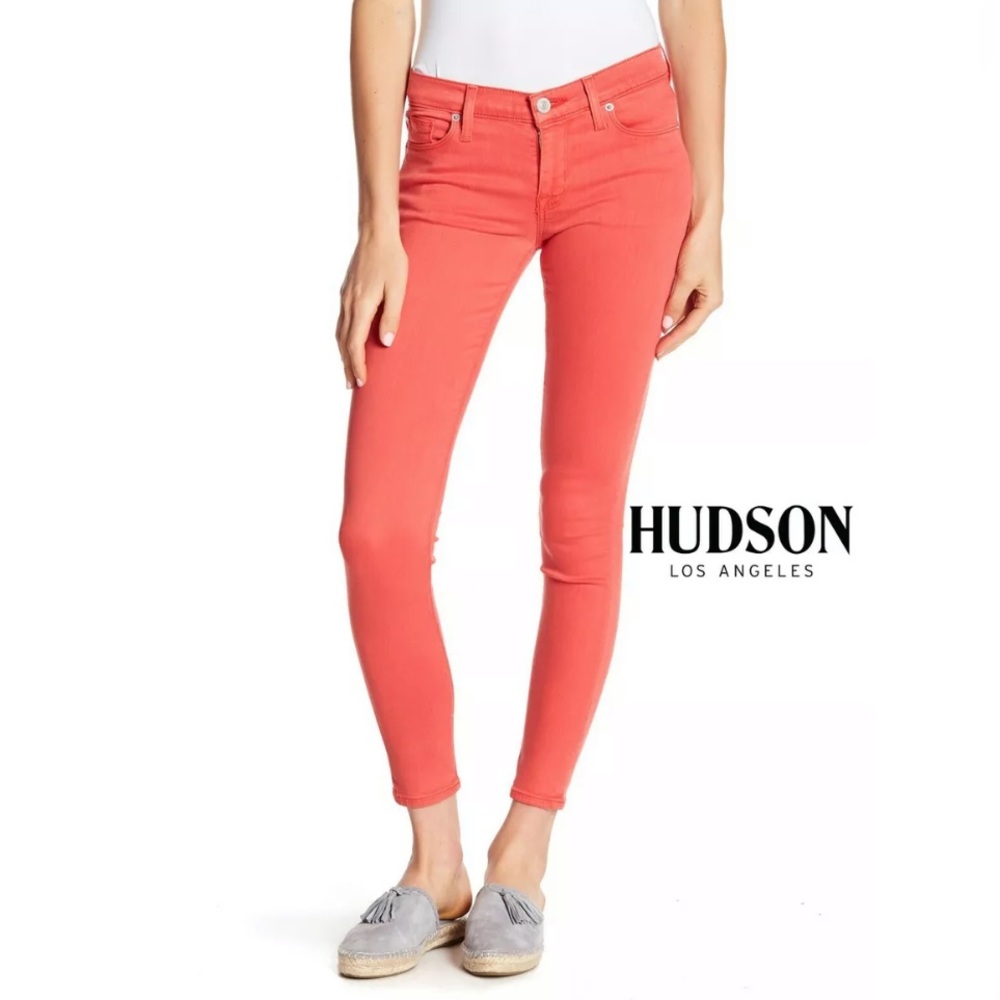 Hudson Jeans Coral Pink Skinny Jeans